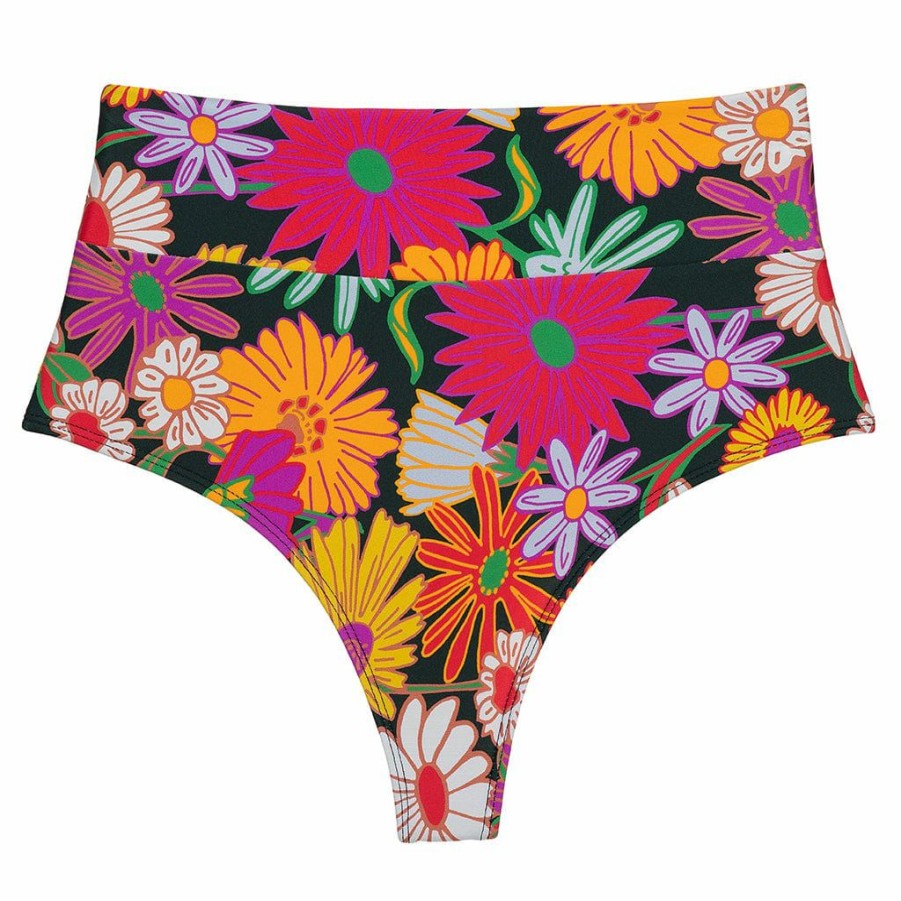 Bikini Bottoms * | Janeane Floral High Rise Bikini Bottom