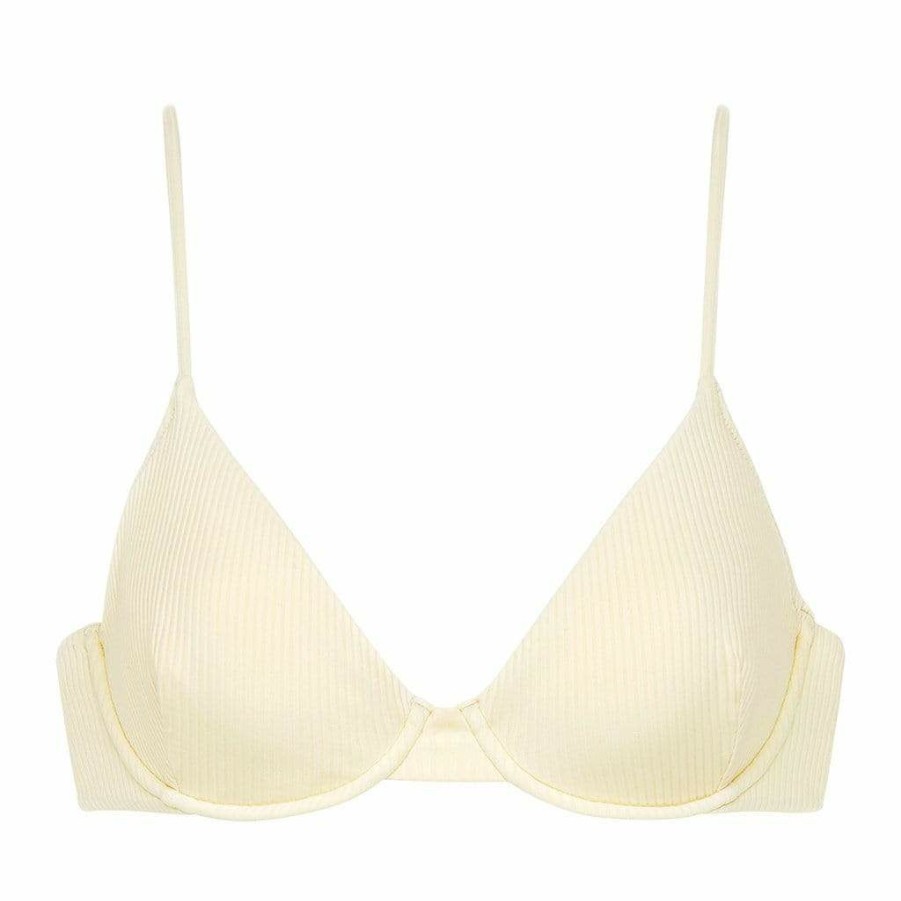 Fashion * | Cream Rib Dainty Bikini Top