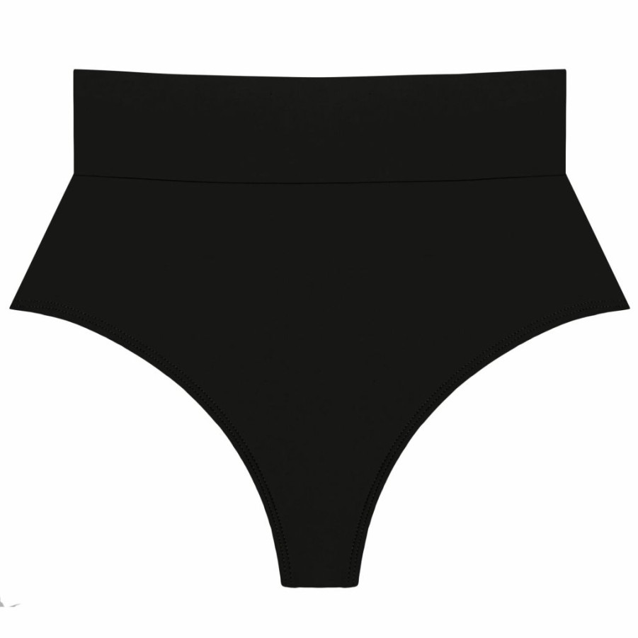 Fashion * | Black High Rise Bikini Bottom