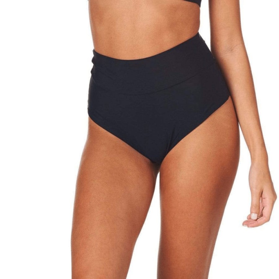 Fashion * | Black High Rise Bikini Bottom