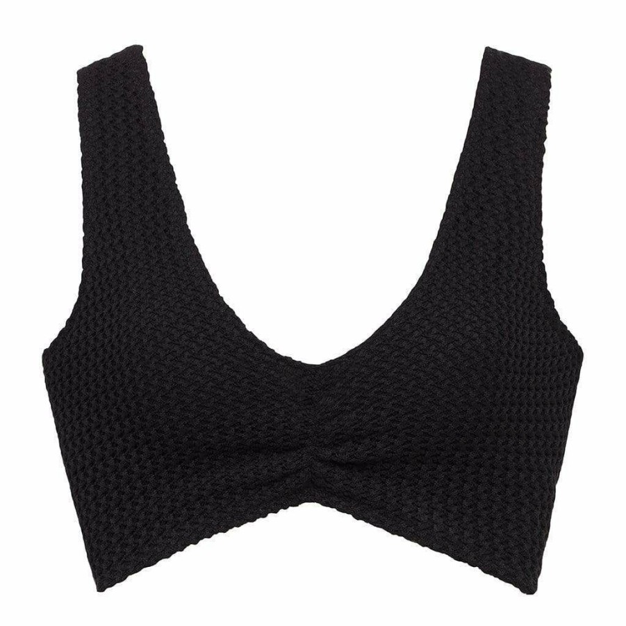 Apparel * | Black Crochet Kim Variation Bikini Top