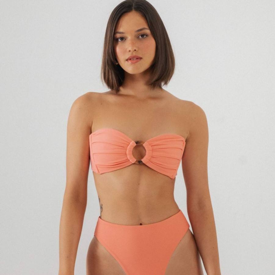 Swim * | Coral Tori Ties Bandeau Bikini Top