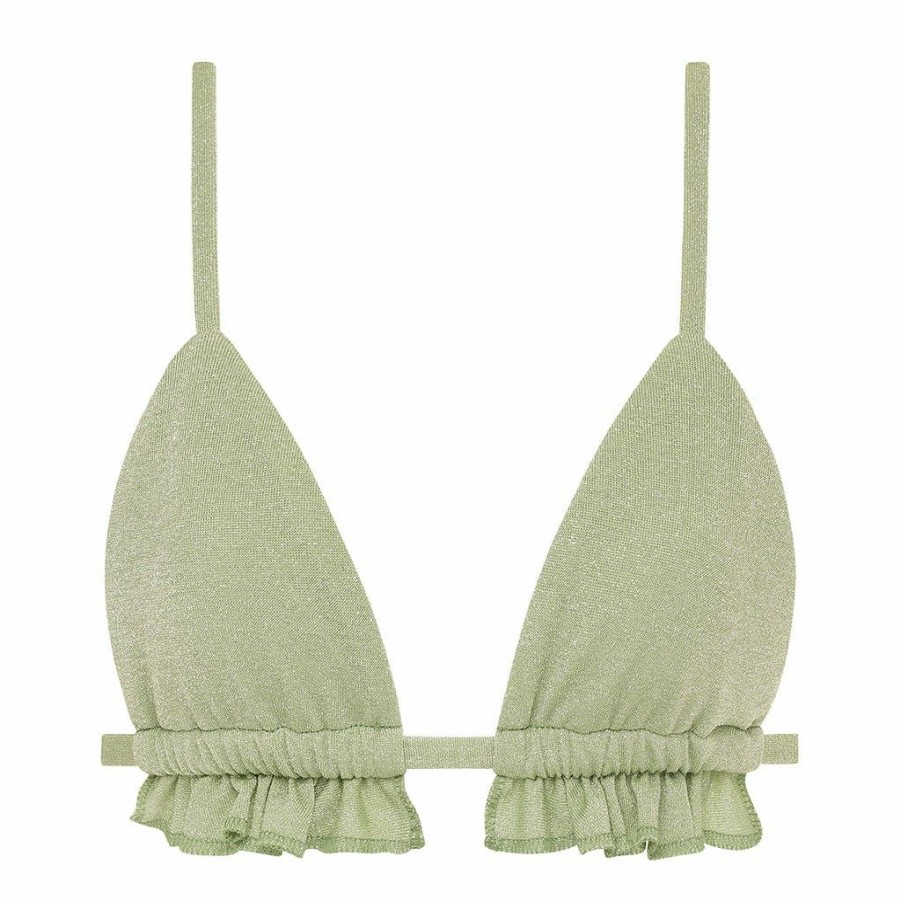 Bikini * | Jade Sparkle Ruffle Triangle Bikini Top