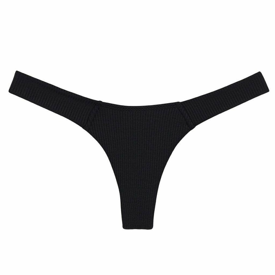 Fashion * | Black Rib Added Coverage Uno Bikini Bottom