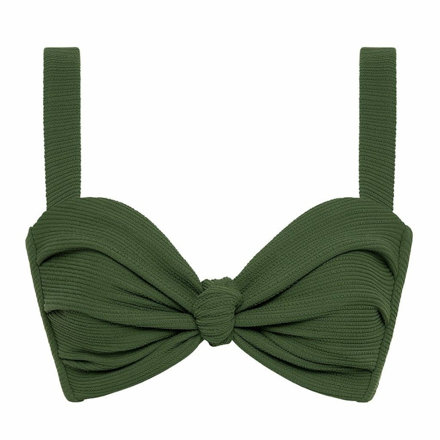 Apparel * | Olive Micro Scrunch Hayden Bikini Top