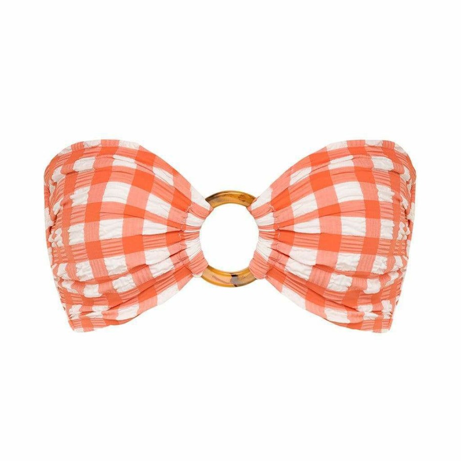 Bikini * | Shrimp Gingham Tori Ties Bandeau Bikini Top