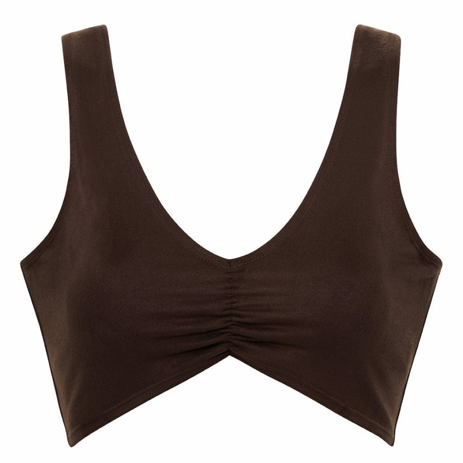 Apparel * | Espresso Suede Kim Variation Bikini Top