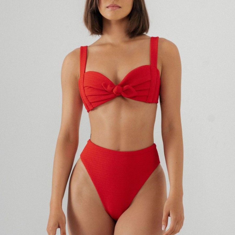 Fashion * | Crimson Micro Scrunch Kayla Bikini Top