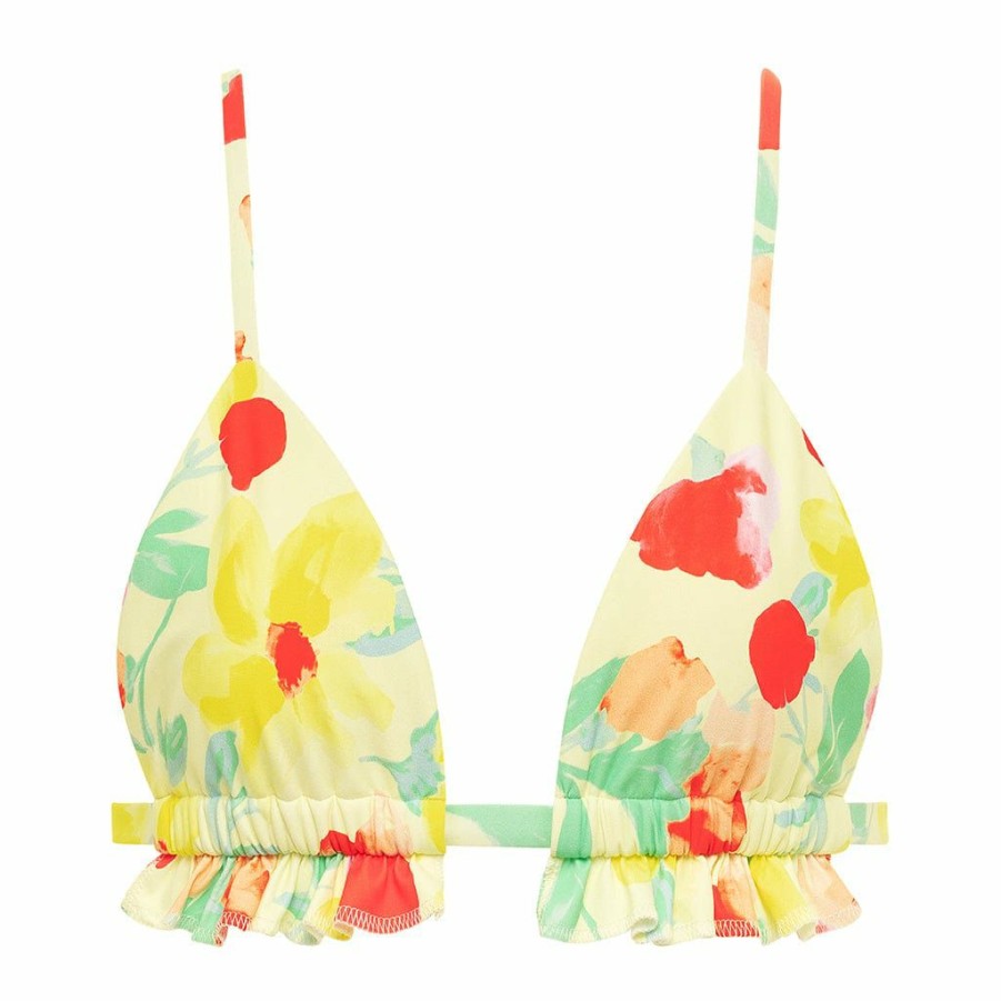 Bikini * | Helena Floral Ruffle Triangle Bikini Top