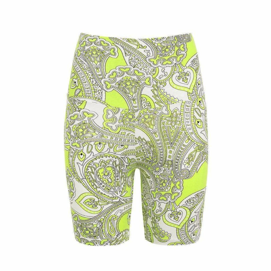 Apparel * | Chartreuse Paisley Long Bike Short