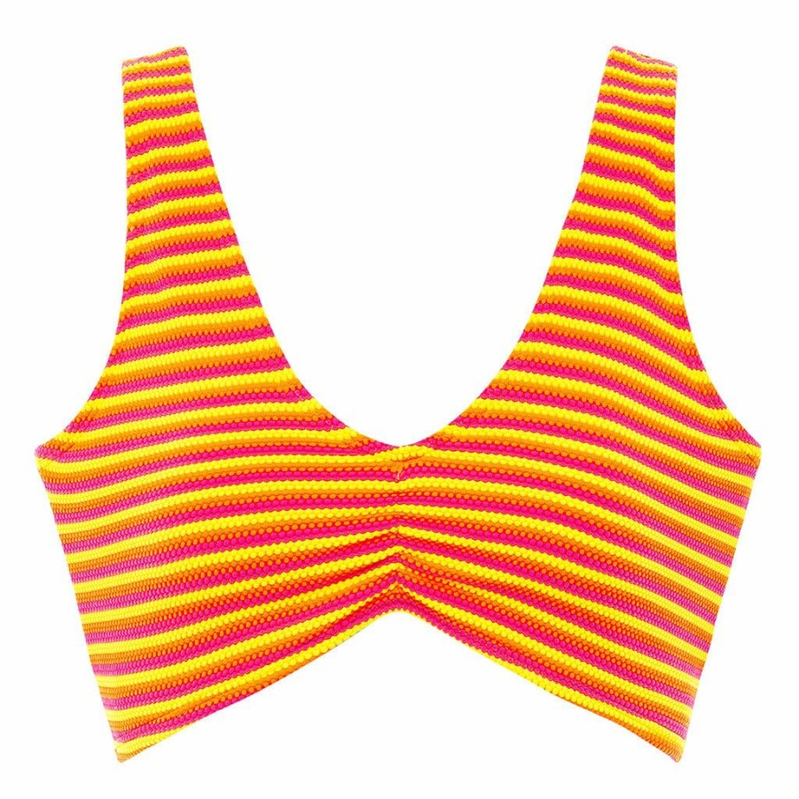 Apparel * | Neon Stripe Kim Variation Bikini Top