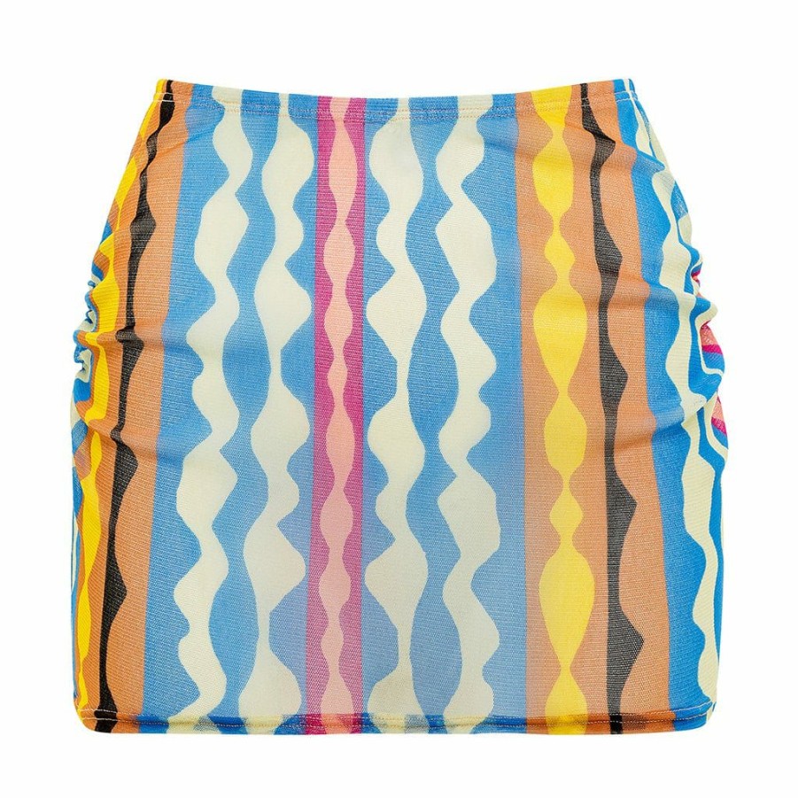 Fashion * | Abstract Mesh Ruched Micro Skirt