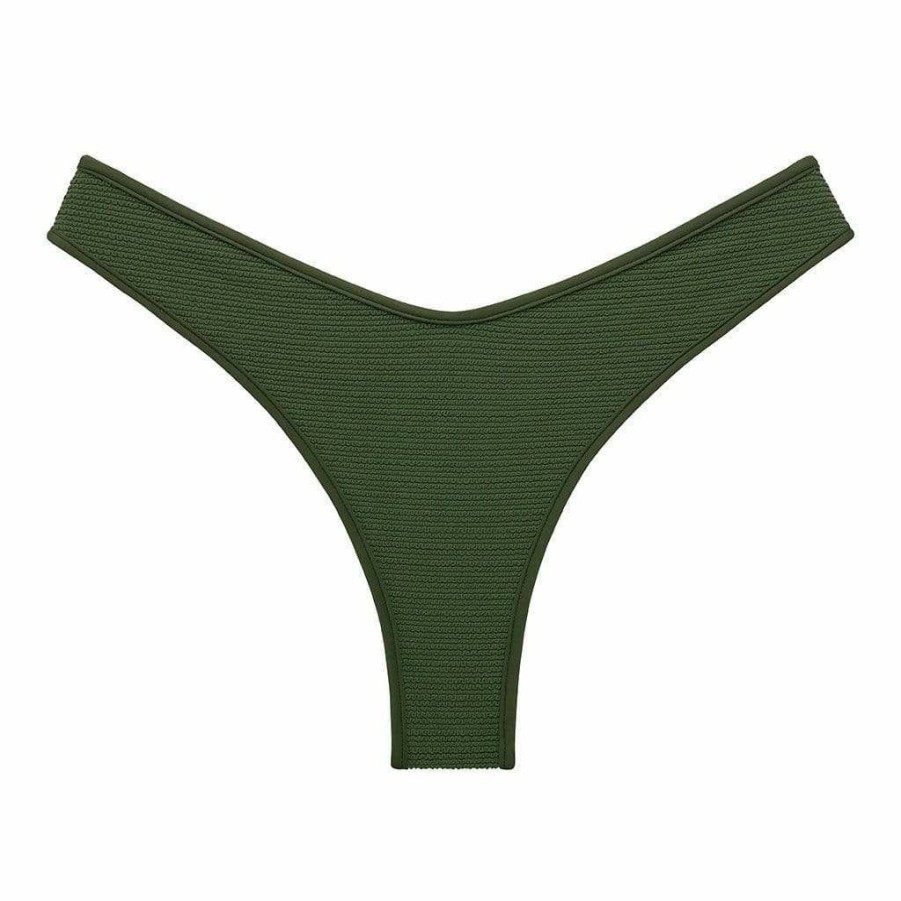 Fashion * | Olive Micro Scrunch Lulu (Zig-Zag Stitch) Bikini Bottom