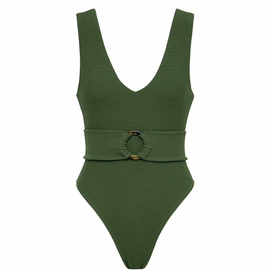 Fashion * | Olive Micro Scrunch Kim One-Piece