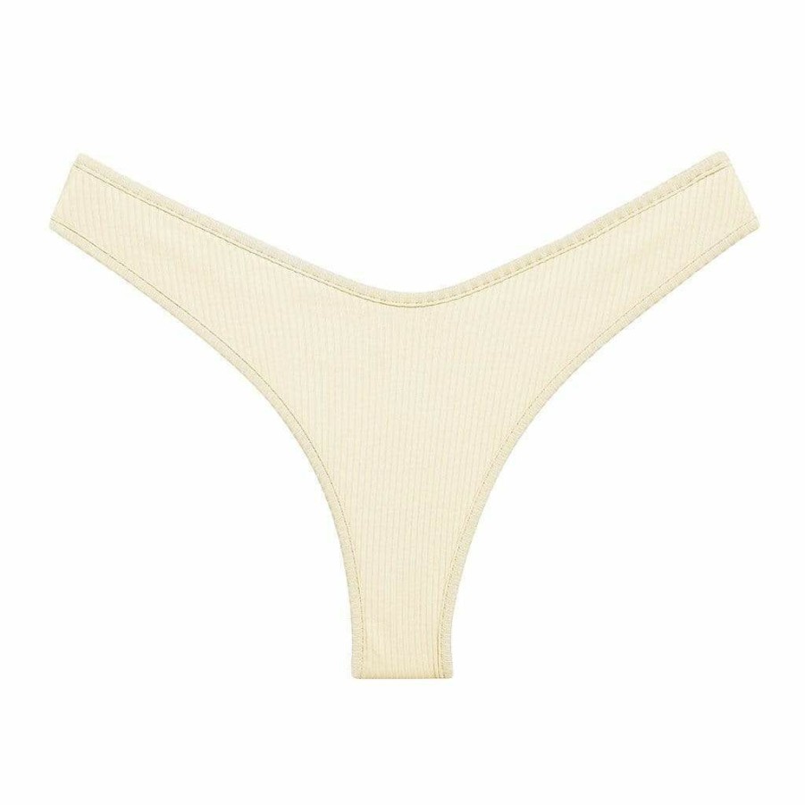 Fashion * | Cream Rib Lulu Bikini Bottom