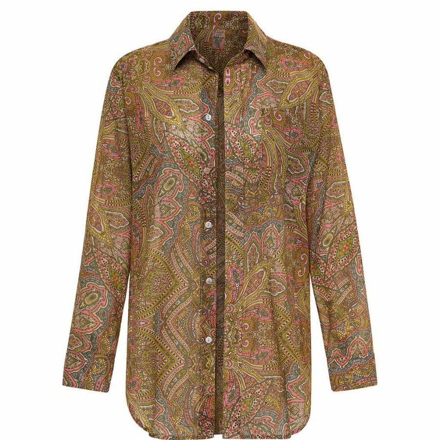 Apparel * | Ali Paisley Long Sleeve Button Down Shirt