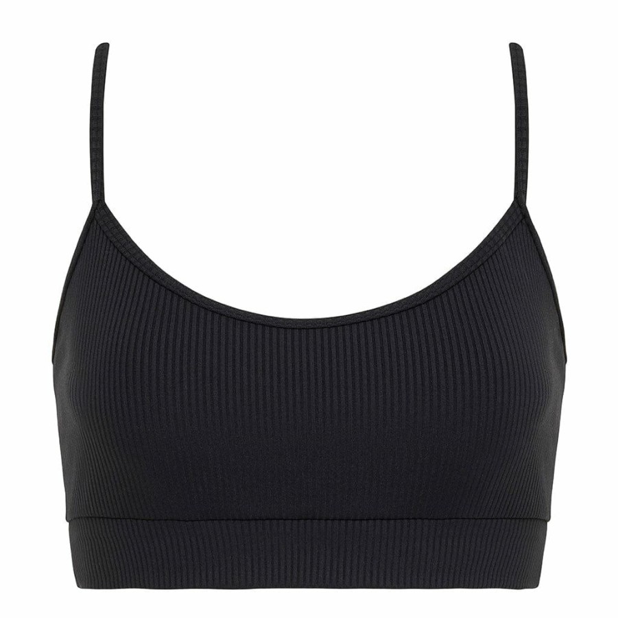 Apparel * | Black Rib Simple Sport Top