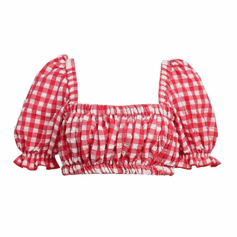 Fashion * | Red Gingham Marcela Top