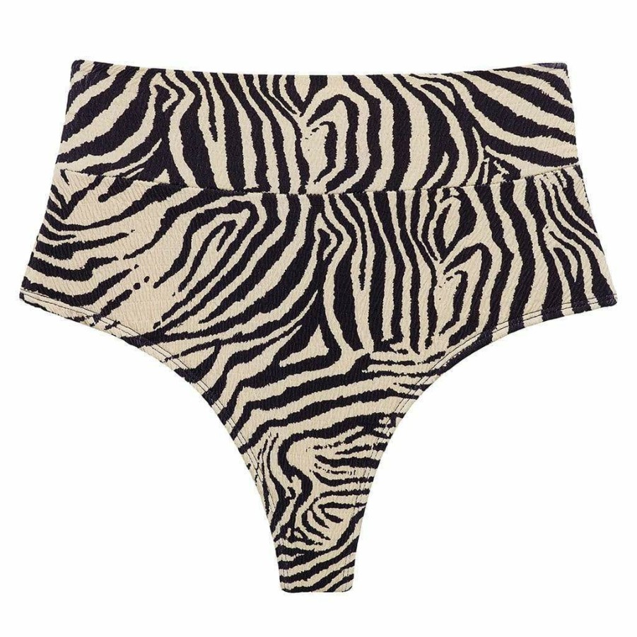 Bikini Bottoms * | Zebra Micro Scrunch High Rise Bikini Bottom