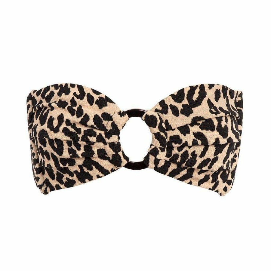 Bikini * | Leopard Texture Tori Ties Bandeau Bikini Top