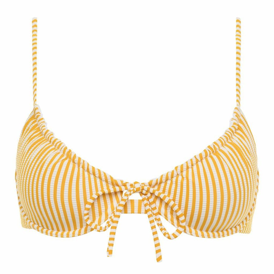 Fashion * | Canary Stripe Lucy Bikini Top