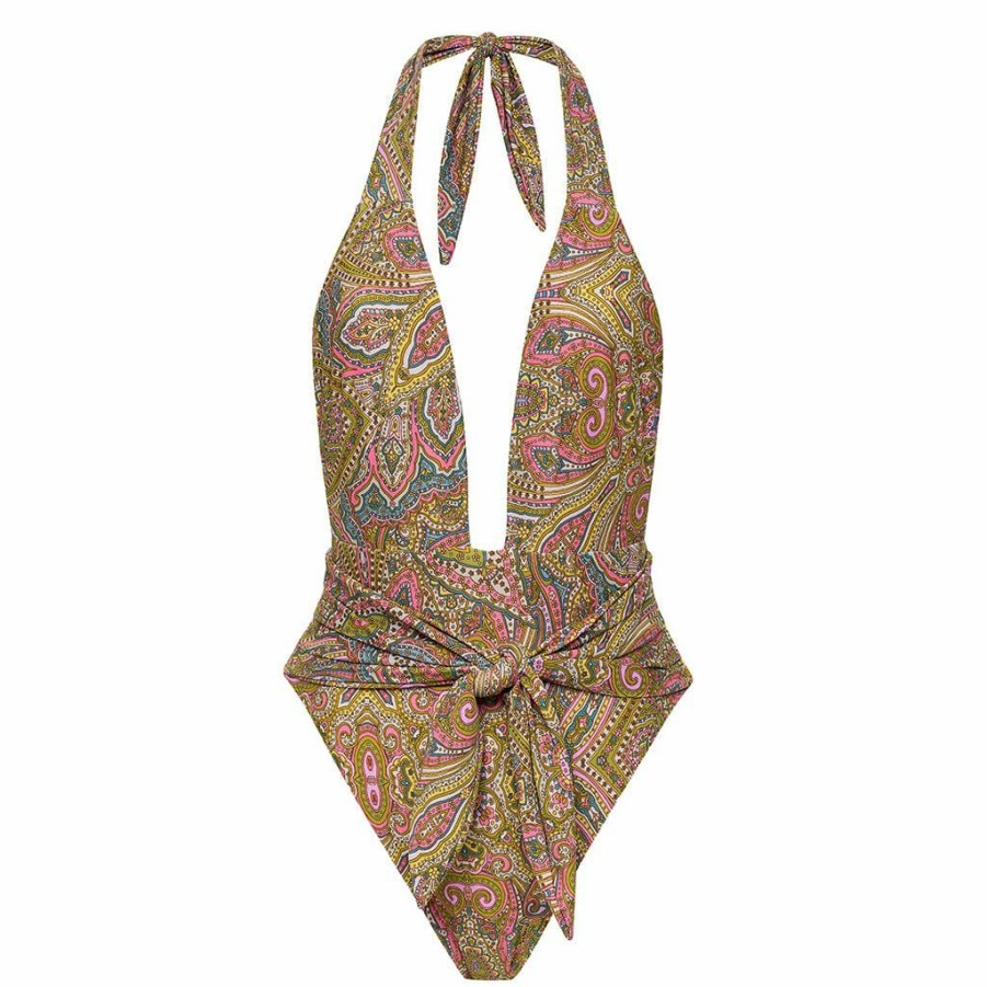 Swim * | Ali Paisley Tropez Tie-Up One-Piece