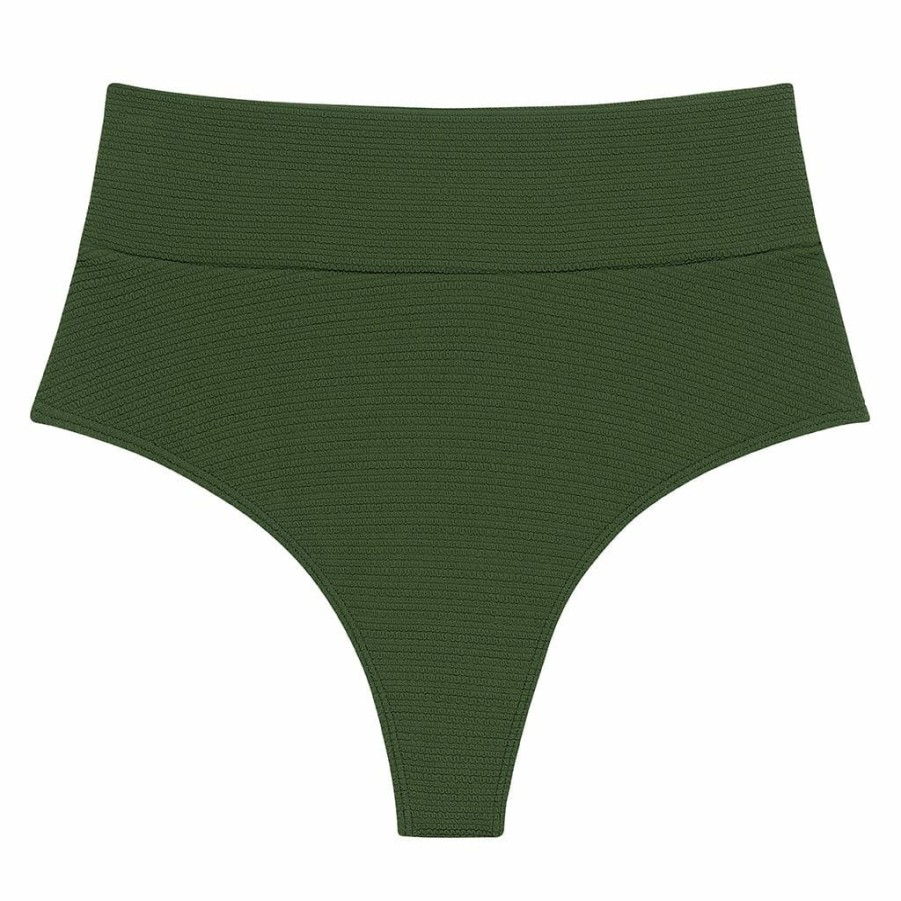 Fashion * | Olive Micro Scrunch Added Coverage High Rise Bikini Bottom