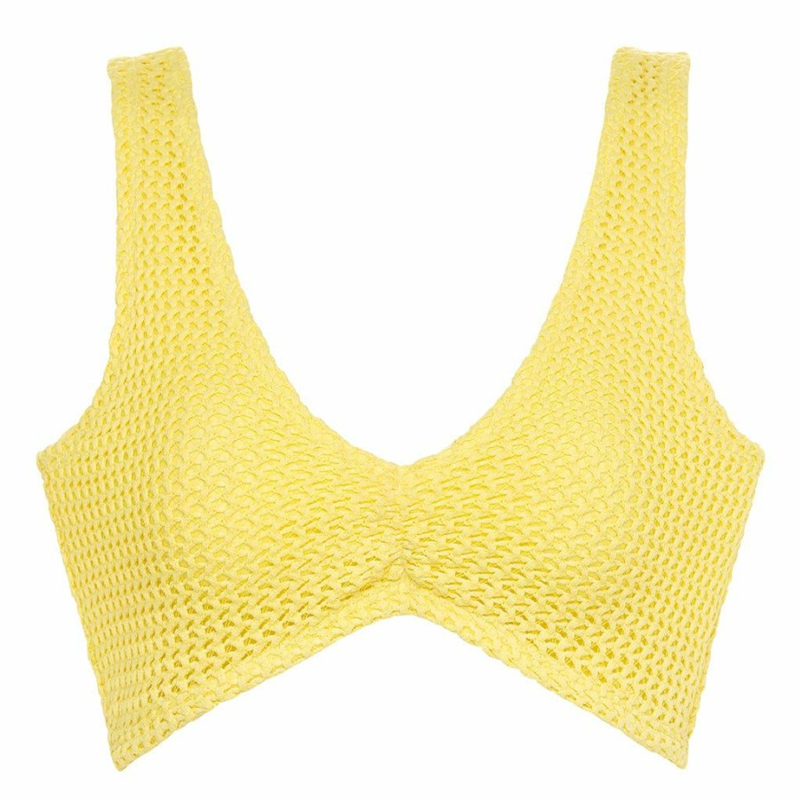 Apparel * | Yellow Crochet Kim Variation Bikini Top