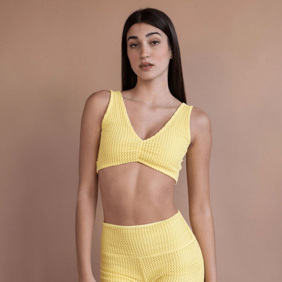 Apparel * | Yellow Crochet Kim Variation Bikini Top