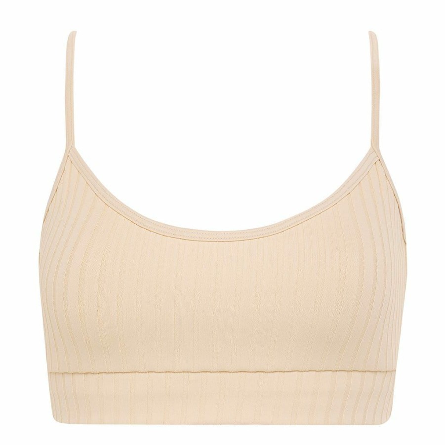 Apparel * | Beige Wide Rib Simple Sport Top