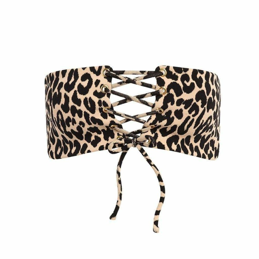 Bikini * | Leopard Texture Corset Bikini Top